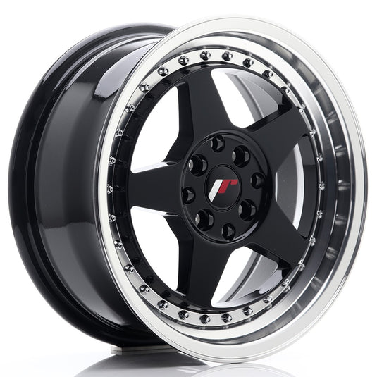 JR Wheels JR6 16x7 ET35 4x100/114 Glossy Black w/Machined Lip