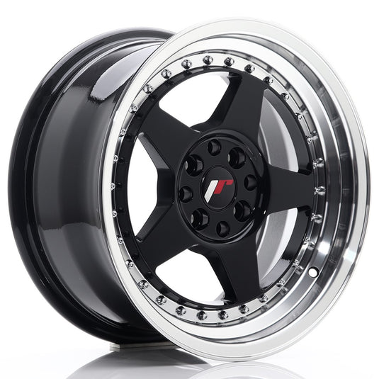 JR Wheels JR6 16x8 ET30 4x100/114 Glossy Black w/Machined Lip