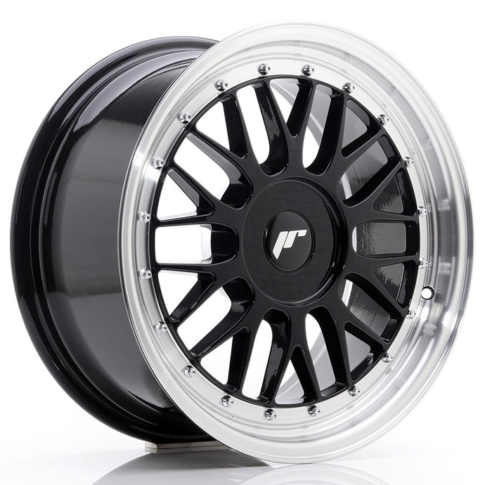 JR Wheels JR23 17x8 ET20-45 BLANK Gloss Black w/Machined Lip